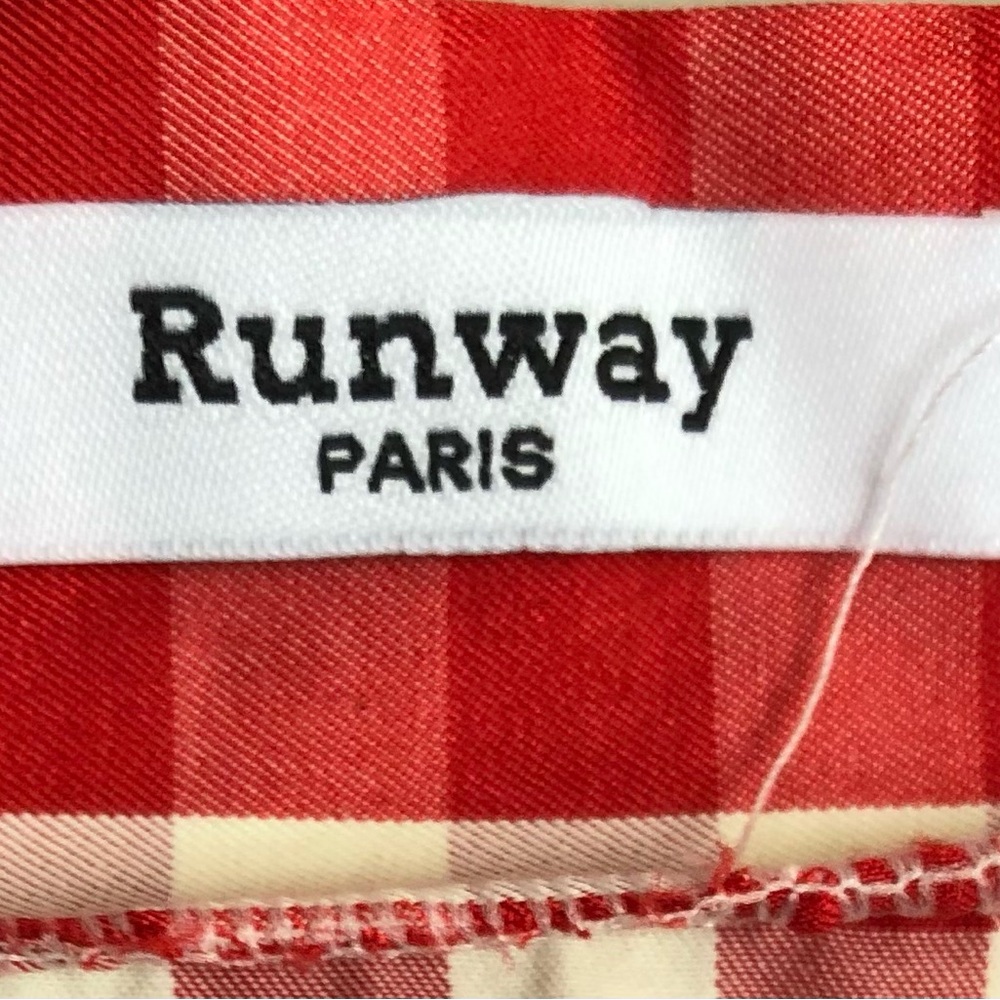 Vintage RUNWAY PARIS Red & White Checkered Skirt w/ Ruffle  Size L - Picture 2 of 2